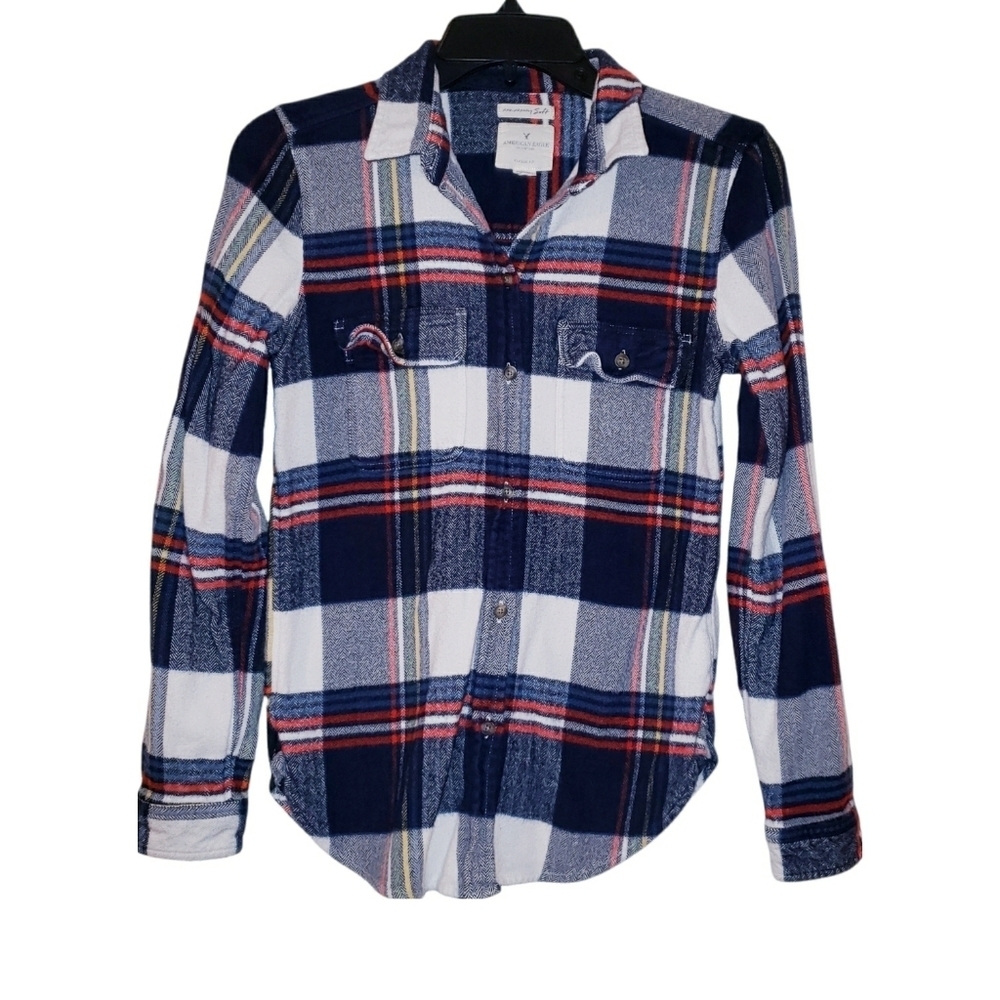 American Eagle Outfitters Plaid Button Down Sweater Shirt